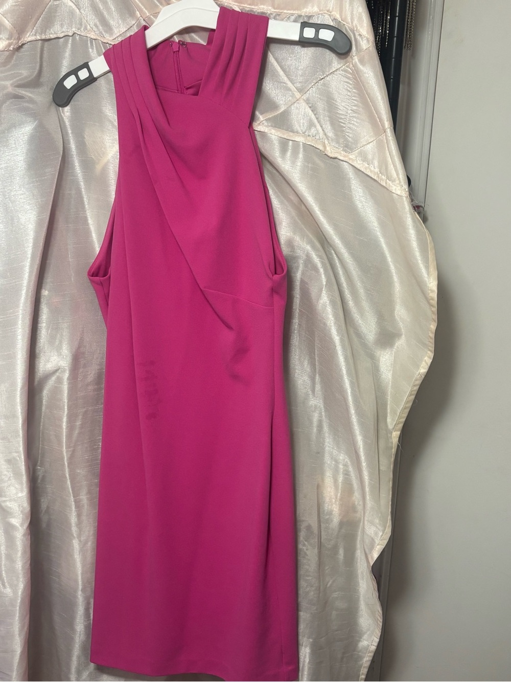 RACHEL Rachel Roy Sleeveless Magenta Midi Sheath Dress